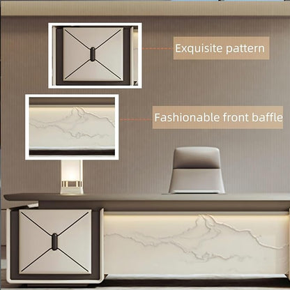 78IN L-Shaped Executive Desk with Drawer Cabinet, Executive Office Desk with LED Strip & Exquisite Handle & Fashionable Pattern Design