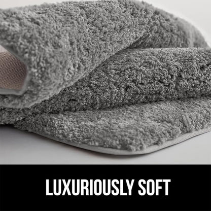 GORILLA GRIP Bathroom Rugs, Ultra Soft Absorbent Mat, Thick Plush Bath Rug, Machine Washable, Microfiber Quick Dry, Mats for Shower, Bathtub and Floor, Home Decor Accessories, 24x17, Gray