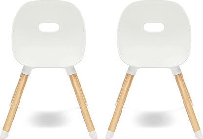Lalo The Play Chair - Wooden & Non-Toxic Plastic Kids & Toddler Chair - Sturdy Bucket Seat, Easy to Clean, Up to 200 lb. Weight Capacity, Set of 2 - Coconut