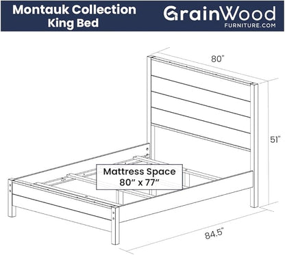 Grain Wood Furniture Montauk Solid Wood Bed, King Size, Rustic Walnut