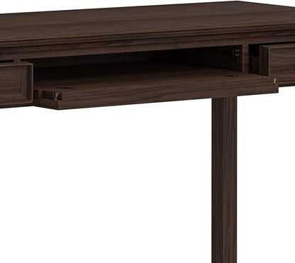 SIMPLIHOME Amherst SOLID WOOD Transitional 54 Inch Wide Desk in Farmhouse Brown, For the Office Desk, Writing Table, Workstation and Study Table