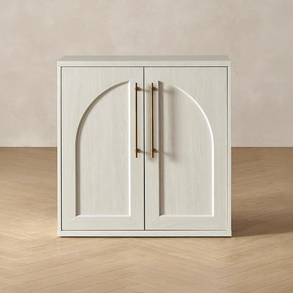 mopio Blake Storage Cabinet, Small Modular Accent Display Sideboard Buffet Cabinet with Storage, Media Console Credenza, for Kitchen, Coffee Bar, Pantry, Living Room (White Oak Arched, Single)