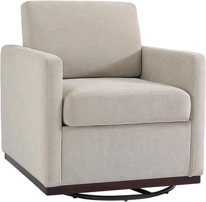 UIXE Swivel Accent Chairs Set of 2, Chenille Upholstered Armchair Comfy Club Chair for Living Room, Mid Century Modern Arm Chair Single Sofa Nook Bedroom Side Reading Seat - Beige