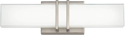Possini Euro Design Exeter Modern Art Deco Wall Mount Light LED Brushed Nickel Silver Metal 17" Wide Vanity Fixture Rectangular Silk Screened Glass Shade Decor for Bathroom Over Mirror House Home