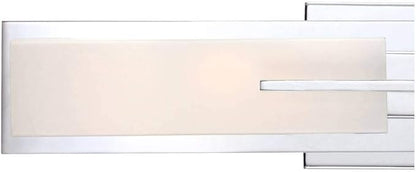 Possini Euro Design Midtown Mid Century Modern Wall Mount Light Chrome Silver Metal 23 1/2" Wide 2-Light Vanity Fixture Rectangular White Glass Shades Decor for Bathroom Over Mirror House Home