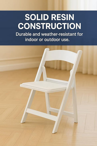 BTEXPERT Resin Folding Chair Vinyl Padded Seat Indoor Outdoor Lightweight Set for Home Event Party Picnic Kitchen Dining Church School Weddings Set of 2