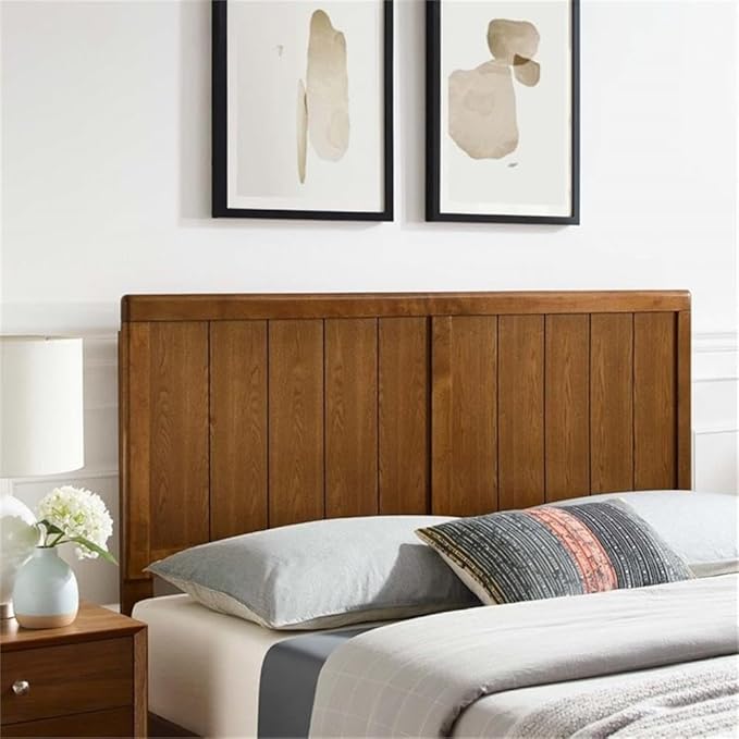 Pemberly Row Full Modern Rubberwood and MDF Headboard in Walnut