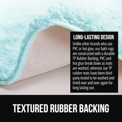 GORILLA GRIP Ultra Soft Plush Bathroom Rugs with Textured Rubber Backing, Absorbent Quick Dry Bath Mat, Machine Washable Shower Mats, Home Décor Accessories Bathmat Rug Essentials, 24 x 16 Light Blue