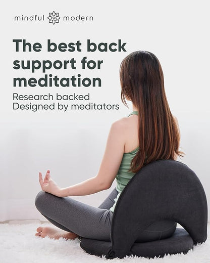Mindful Modern Meditation Chair | Adjustable Floor Chair with Back Support | Padded Floor Seat for Posture Support and Comfort | Portable Folds Flat for Storage | Indoor/Outdoor Use | Stone Black