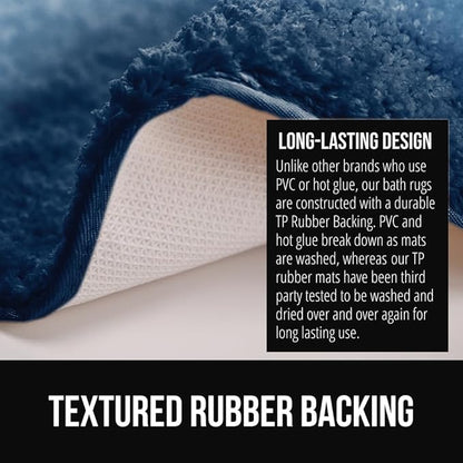 GORILLA GRIP Ultra Soft Plush Bathroom Rugs with Textured Rubber Backing, 34 x 24 Absorbent Quick Dry Bath Mat, Machine Washable Shower Mats, Home Décor Accessories Bathmat Rug Essentials, Navy
