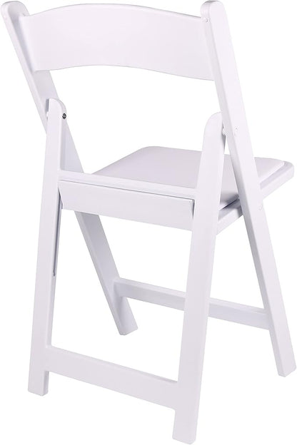 BTEXPERT White Resin Folding Event Chairs - Set of 4, 1000 lb Weight Capacity, Padded Seats, Stackable, Lightweight & Durable Indoor/Outdoor for Home Dining Party Wedding Picnic Camping Church