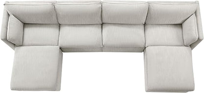 CHITA Luxury Oversized 148" U-Shaped Sectional Sofa Couch, Premium Down Filled Cloud Modular Sectional with Storage Ottoman, FSC Certified, 6 Seat for Living Room, Snow