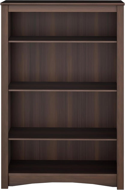 Prepac Sonoma 4-Tier Bookcase 48"H with 3 Adjustable Shelves, Espresso Storage Cabinet, Modern Display Cabinet, Bookshelf with Storage Shelves for Home Office, Living Room, Bedroom Organizer