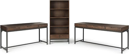 SIMPLIHOME Banting Desk - 60-Inch Wide Solid Hardwood and Metal Writing Desk in Walnut Brown, Modern Industrial Home Office Computer Table for Study with 2 Drawers and Flip-Down Keyboard Tray
