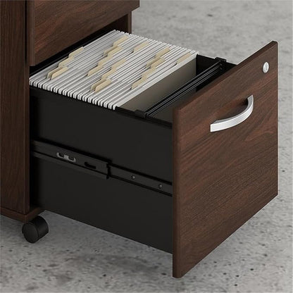 Bush Business Furniture 60W x 30D L Shaped Desk with Mobile File Cabinet, Corner Table and Drawers for Home or Professional Office, Studio C Collection, Black Walnut