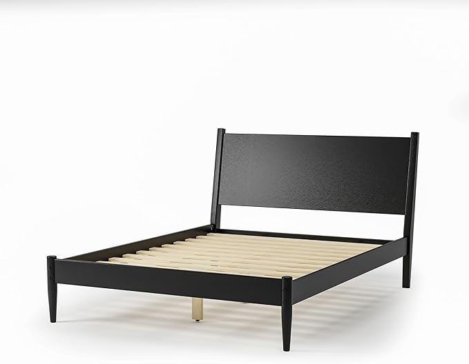 Camaflexi Mid-Century Panel Bed - Queen Size - Black Finish
