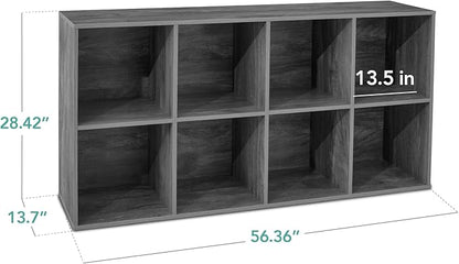 Best Choice Products 8-Cube Storage Organizer, 13.5in Shelf Opening, Bookcase, Display Shelf, Customizable w/ 2 Removable Back Panels – Dark Gray