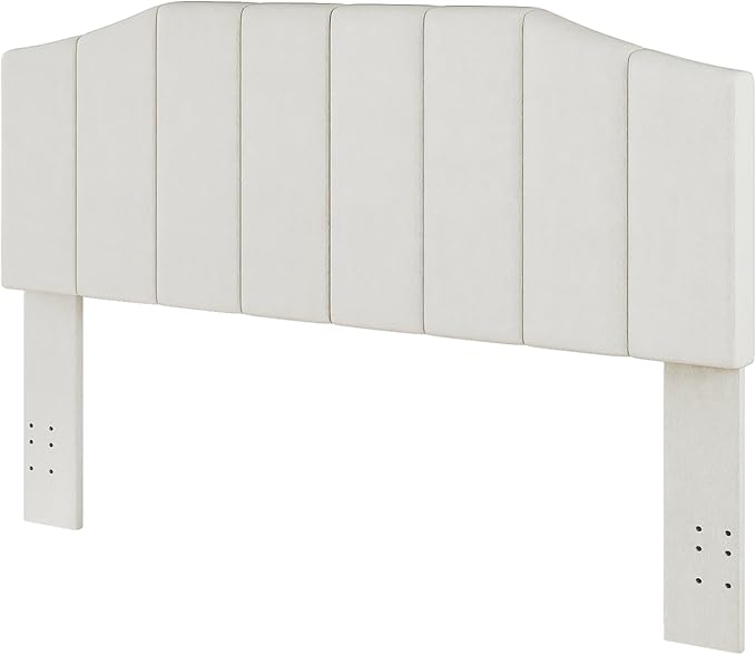 Velvet Queen Size Headboard, Upholstered Headboard Queen/Full Size Wall Mount and Bed Frame Mount, Featuring High-Density Sponge Padding Luxury Texture Easy Assembly Comfort Style-Cream