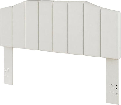 Velvet Queen Size Headboard, Upholstered Headboard Queen/Full Size Wall Mount and Bed Frame Mount, Featuring High-Density Sponge Padding Luxury Texture Easy Assembly Comfort Style-Cream