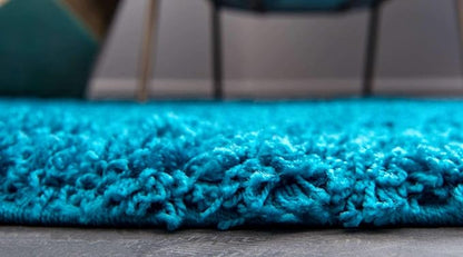 Unique Loom Solid Shag Collection Area Rug (2' 6" x 13' 1" Runner, Turquoise)