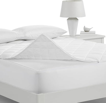 Serta Air Dry Extra Comfort Plus 100% Cotton Fabric Quilted Mattress Pad, Cooling and Breathable Mattress Cover, Moisture Wicking Protection with 18" Deep Pocket, California King, White