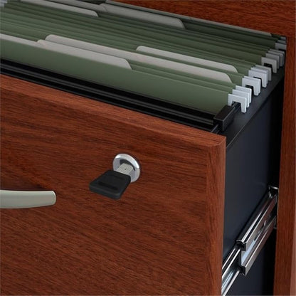 Pemberly Row 72" W U-Shaped Desk with Mobile File Cabinet - Mahogany-Wood