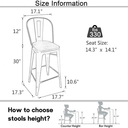 Aklaus Swivel Metal Bar Stools with Backs Counter Stools Set of 4 Counter Height Stools High Back Bar Chairs 30 Inch Barstools Farmhouse Rusty