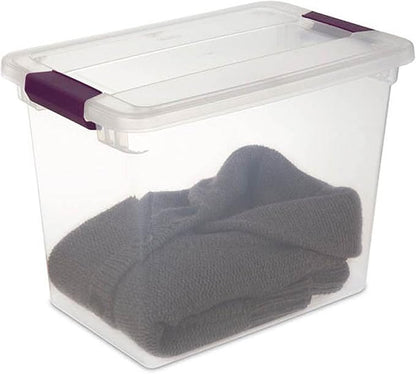 Sterilite 27 Quart Clear Latch Lid Storage Container Tote, 6 Pack, and 15 Quart Clear Latch Lid Storage Container Tote, 12 Pack for Home Organization
