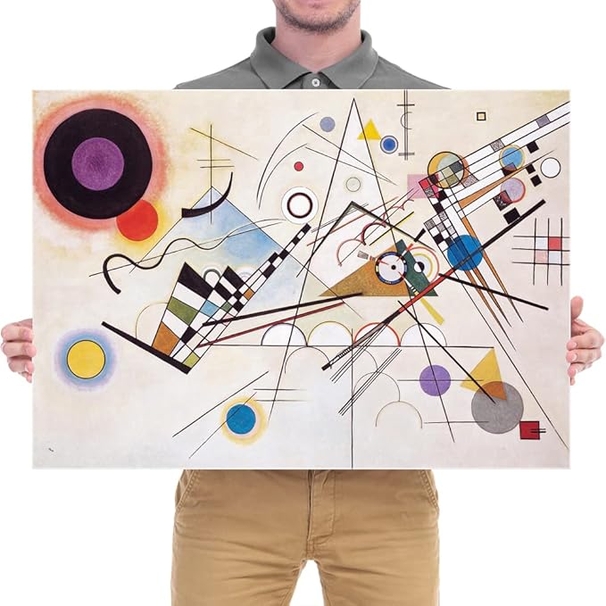 Wieco Art Framed Canvas Wall Art Wassily Kandinsky Composition VIII Picture Print of Famous Paintings Abstract Canvas Prints for Living Room Home Decor and Wall Decorations