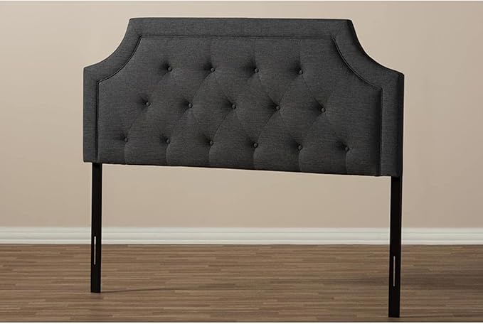 Maykoosh Adjustable Wood Post Headboard - Button Tufted Upholstered Bedroom Headboard King/Dark Gray