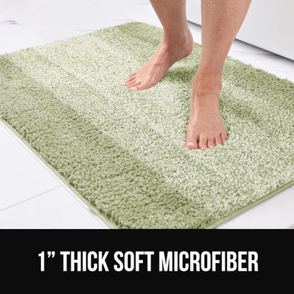GORILLA GRIP Ultra Soft Plush Bathroom Rugs with Textured Rubber Backing, 40 x 24 Absorbent Quick Dry Bath Mat, Machine Washable Shower Mats, Home Décor Accessories Bathmat Rug Essentials, Sage
