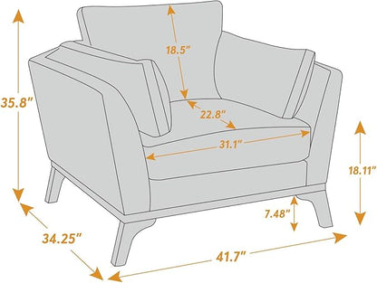 VANOMi Large-Sized Accent Chair, Thick Cushion Bedroom Reading Chair, Comfortable Living Room Single Sofa, Linen Yellow
