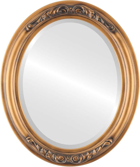 OVALCREST Oval Beveled Wall Mirror for Home Decor - Florence Style - Sunset Gold - 44" x 34"