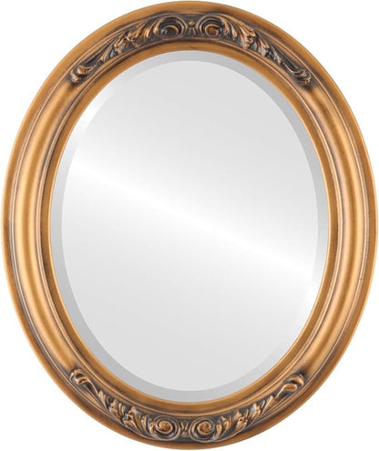 OVALCREST Oval Beveled Wall Mirror for Home Decor - Florence Style - Sunset Gold - 32" x 26"