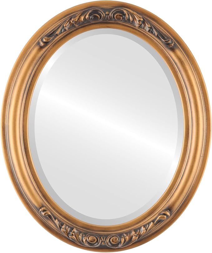OVALCREST Oval Beveled Wall Mirror for Home Decor - Florence Style - Sunset Gold - 28" x 24"