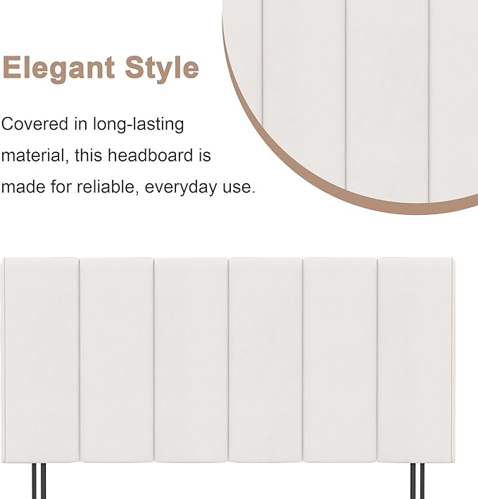 HAOBO Home Upholstered Headboard Foldable King Size Headboards Eastern King/California King Faux Leather Panel with Height Adjustments-White