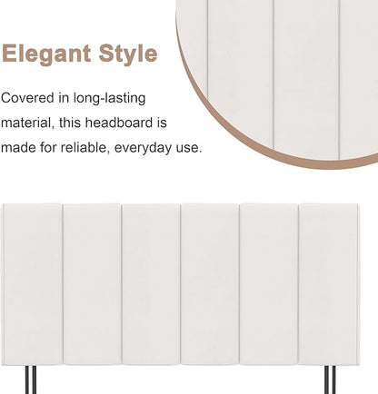 HAOBO Home Upholstered Headboard Foldable King Size Headboards Eastern King/California King Faux Leather Panel with Height Adjustments-White