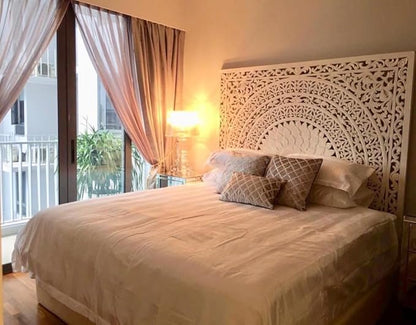 Wood Headboard Rustic | Carved Full Headboard Only | Wooden Headboard Full Size Bed | Wall Mount Headboard King or Queen | Full Bed Headboard Panels (Seruni White, California King)