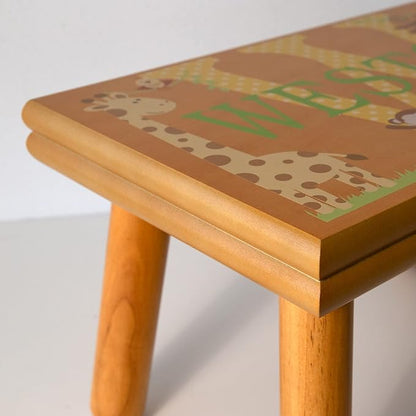 Let’s Make Memories Personalized My Own Name Step Stool - Children’s Step Stool - Sturdy Wood – Non-Toxic Paint, Sealer - Sports Design - Espresso - 14’Wx9.25”Lx8.75”H - Ages 3+
