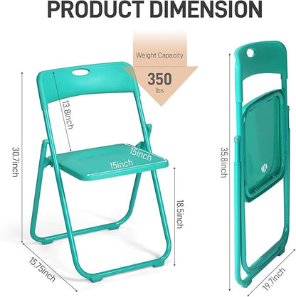 Karl home 10 Pcs Folding Chair, 300LBS Lightweight Foldable Plastic Chair, Reinforced Metal Frame Easy to Fold & Store for Indoor & Outdoor, Wedding, Party, Meeting Room, Patio and Garden, Mint Green