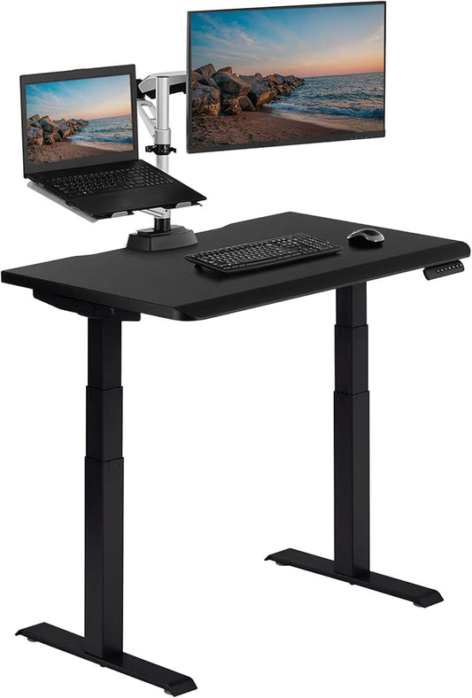 Vari ComfortEdge 40x26 Inch Adjustable Standing Desk – Small Electric Sit Stand VariDesk for Apartment, Bedroom, or Home Office + Beveled Edge, Tool-Free Assembly (Black Top/Black Legs)