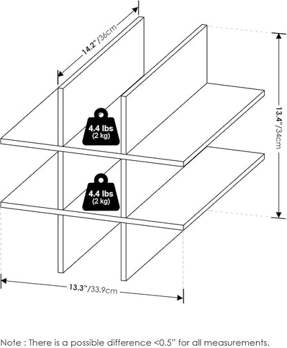 Furinno Cubicle Cube Insert, 9-Compartment Cube Organizer, Shelf Dividers, Fits into Furinno Extra Thick Cubes, for Organizers and Storage, Black Oak (Does not fit IKEA Kallax Shelving)