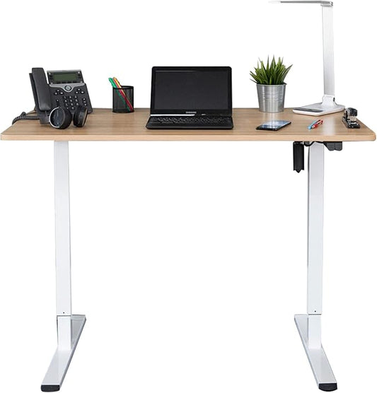 Stand Up Desk Store Electric Compact Standing Desk (Charcoal Frame/Natural Oak Top, 48” Wide)