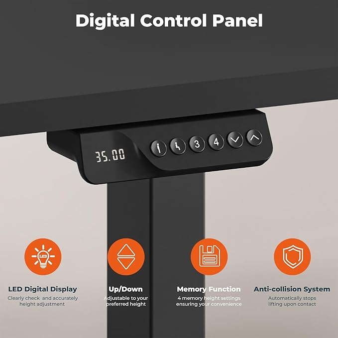 Dual Motor Standing Desk, Large Stand Up Desk, 63x28 Inches Electric Sit Stand Desks, 4 Memory Preset Adjustable Height Desks Home Office Desks(Black)