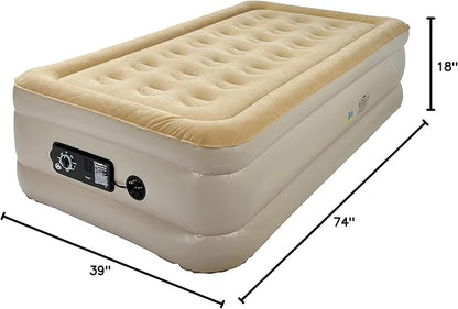 Serta Raised Air Mattress with Never Flat Pump | Luxury Inflatable Mattress with Built in Air Pump to Ensure a Good Night’s Rest | Heavy Duty Blow Up Mattress with Self Inflating Pump