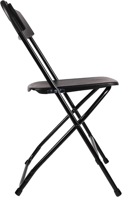 BTEXPERT Set of 10,Black Plastic Folding Chair Steel Frame Commercial High Capacity Event Chair Lightweight Set for Office Wedding Party Picnic Kitchen Dining Church School
