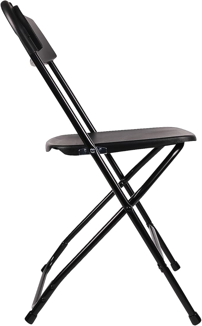 BTEXPERT Set of 20,Black Plastic Folding Chair Steel Frame Commercial High Capacity Event Chair Lightweight Set for Office Wedding Party Picnic Kitchen Dining Church School