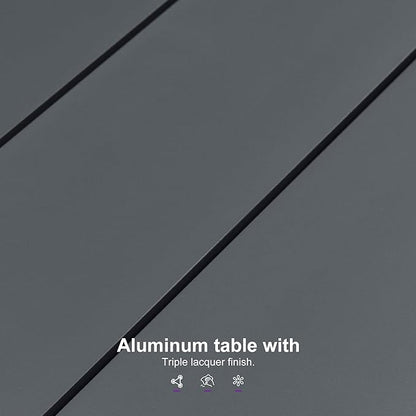 PURPLE LEAF Patio Dining Set for 6 with Gray Storage Box All-Weather Wicker 7 Piece Aluminium Outdoor Table and Chairs Set Included Cushions Modern Outdoor Furniture Set Grey and Navy