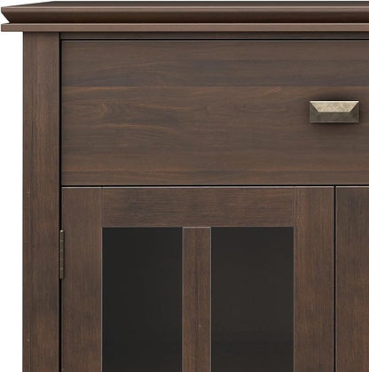 SIMPLIHOME Artisan Buffet - 60 inch Wide Solid Wood 4-Door Sideboard Buffet in Natural Aged Brown, Storage Cabinet for Dining Room or Kitchen with Adjustable Shelves and Square Knobs