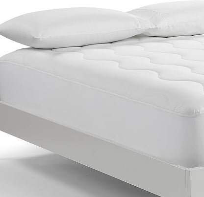 Serta Air Dry Extra Comfort Performance Fabric Quilted Mattress Pad, Cooling and Breathable Mattress Cover, Moisture Wicking Protection with 15" Deep Pocket, Twin, White